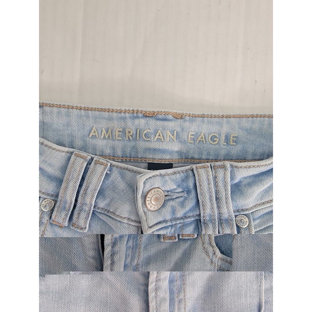 AMERICAN EAGLE Jeans Sz 000 Low Rise Baggy Wide Leg Drapey Light Wash Retro - Picture 7 of 12